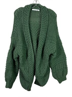Altar'd State Green Chunky Knit Oversized Open Front Cardigan Sweater Cottage L